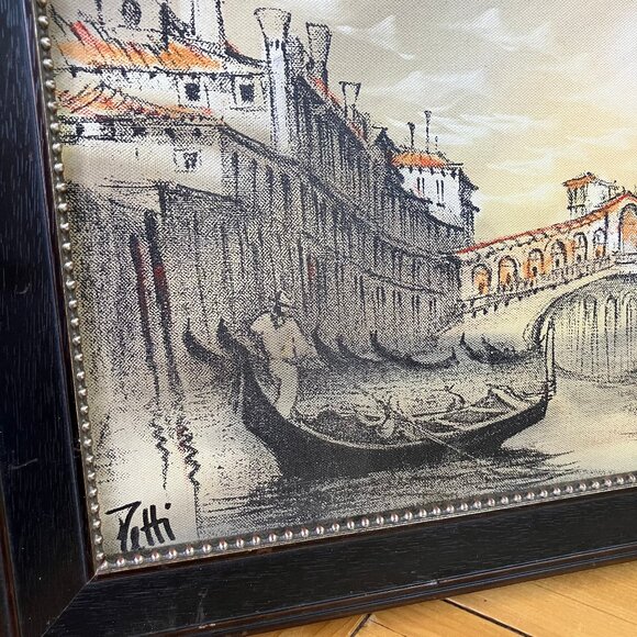 Venice Italy Gondolier Rialto Bridge Art Printed on Canvas Gondola Boat Petti - Picture 2 of 6
